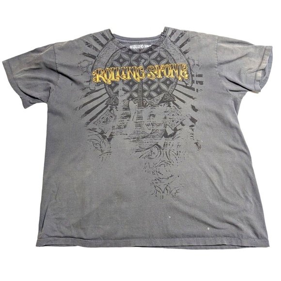 Rolling Stone Collection Shirt Mens Extra Large XL Gray Guitar Art Spell Out - Picture 1 of 11